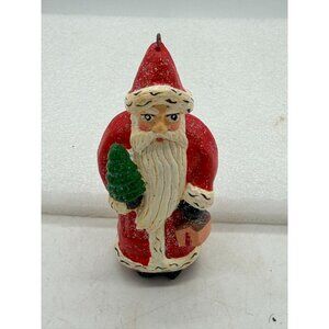 Folk Art Style Santa Claus Christmas Ornament Glitter Finish